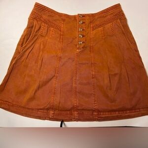 Anthropologie Women's Button-Front  Rust Skirt Size 8 NWT